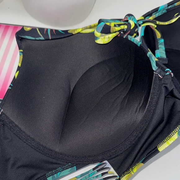 Victoria's Secret Leaf Print Bikini - Black & Green 32C bombshell/M NWT - Picture 2 of 12